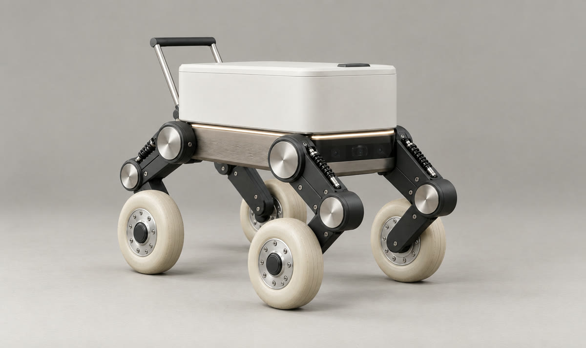 Walk stance: normal ride height, all four wheels on the floor, body level.